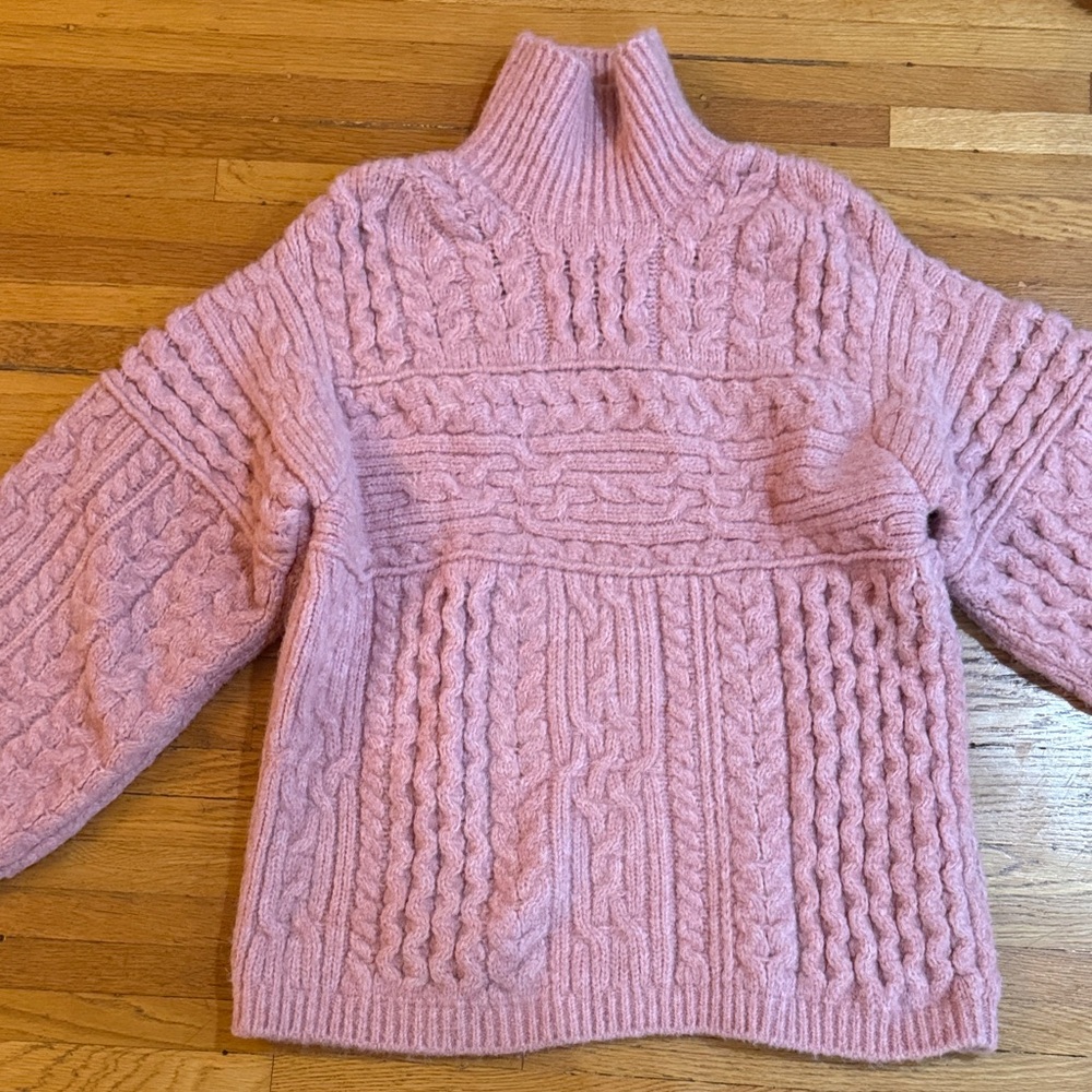Nanushka Pink Oversized Cable Knit Sweater